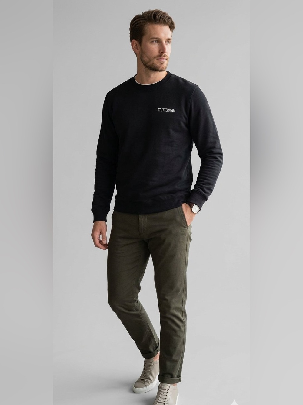 Stutterheim Classic Black Crewneck Sweatshirt
